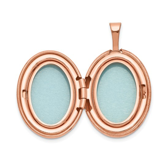 Sterling Silver Rose Gold-plated 20mm Polished Oval Locket