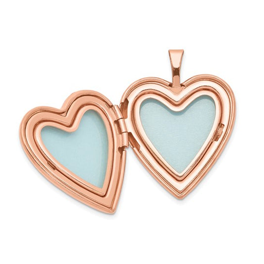 Sterling Silver Rose Gold-plated 20mm Polished Swirl Heart Locket