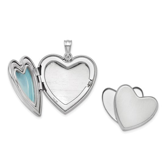 Sterling Silver Rhodium-plated 24mm D/C Cross Ash Holder Heart Locket