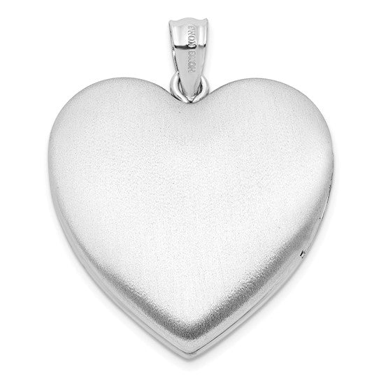 Sterling Silver Rhod-plated 24mm Enamel and D/C Pink Ribbon Ash Holder Locket