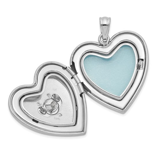 Sterling Silver 24mm Vibrant Swarovski Crystal Brushed and Polished Heart Lock