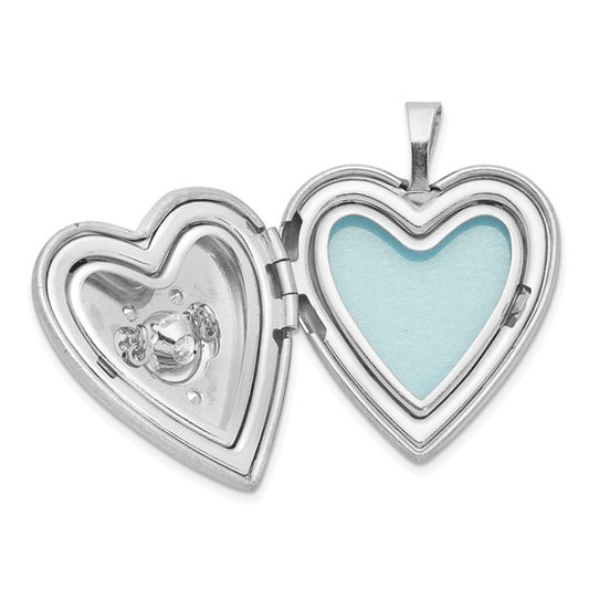 Sterling Silver 20mm Vibrant Swarovski Crystal Brushed and Polished Heart Loc