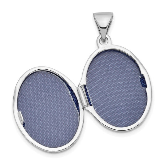 Sterling Silver RH Yellow Rhodium 17mm Guardian Angel Oval Locket