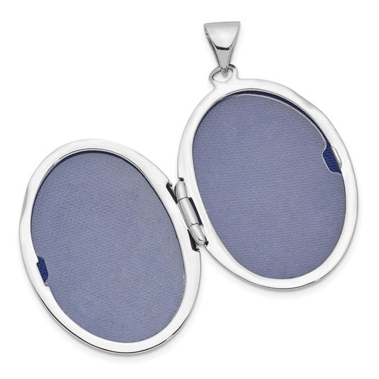Sterling Silver Rhodium-plated Oval 23mm Locket
