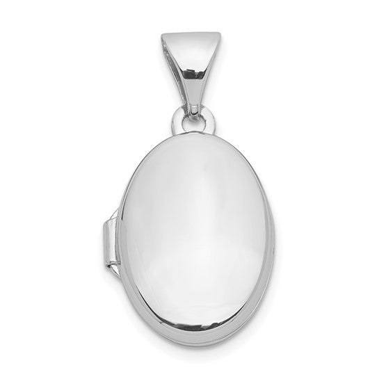 Sterling Silver Rhodium-plated 14mm Domed Oval Locket