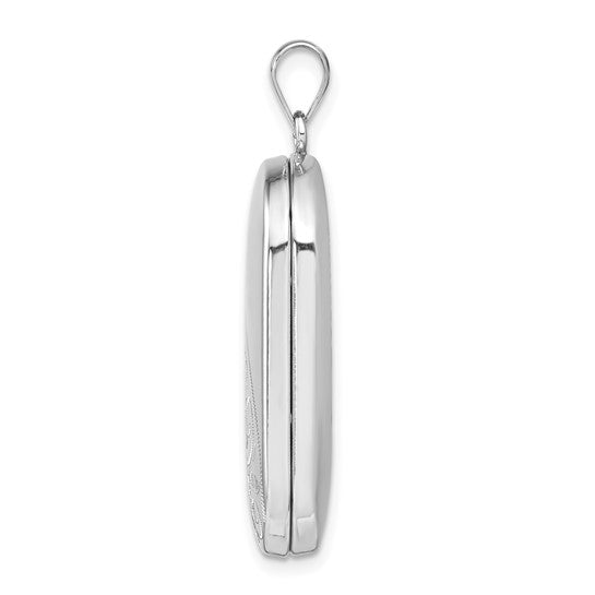 Sterling Silver 30mm Polished Scrolled Rectangular Locket