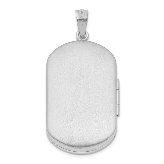 Sterling Silver 30mm Polished Scrolled Rectangular Locket