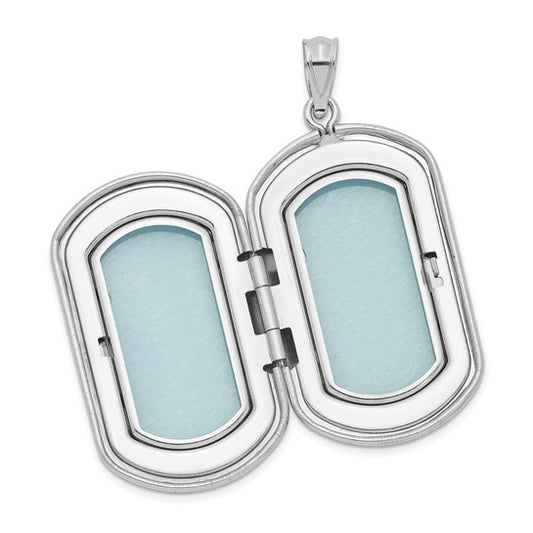 Sterling Silver 30mm Polished Scrolled Rectangular Locket