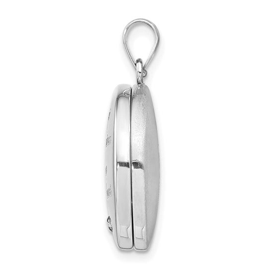 Sterling Silver Rh-pltd 20mm Diamond Always On My Mind Round Locket