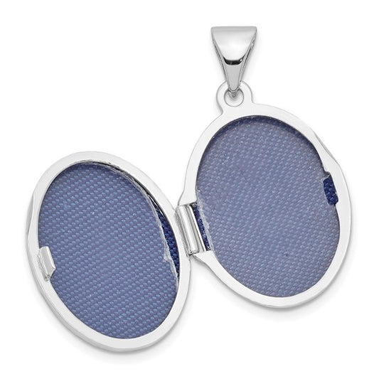 Sterling Silver Rhod-pltd with Yellow Rhod 17mm Two Hearts Oval Locket