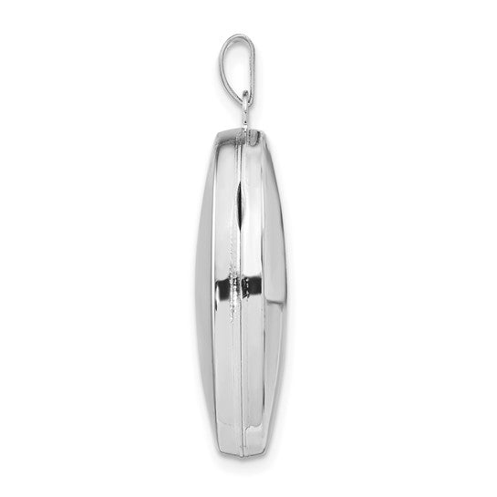Sterling Silver Rhodium-plated Polished 26mm Oval Locket
