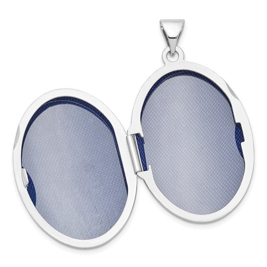 Sterling Silver Rhodium-plated Polished 26mm Oval Locket