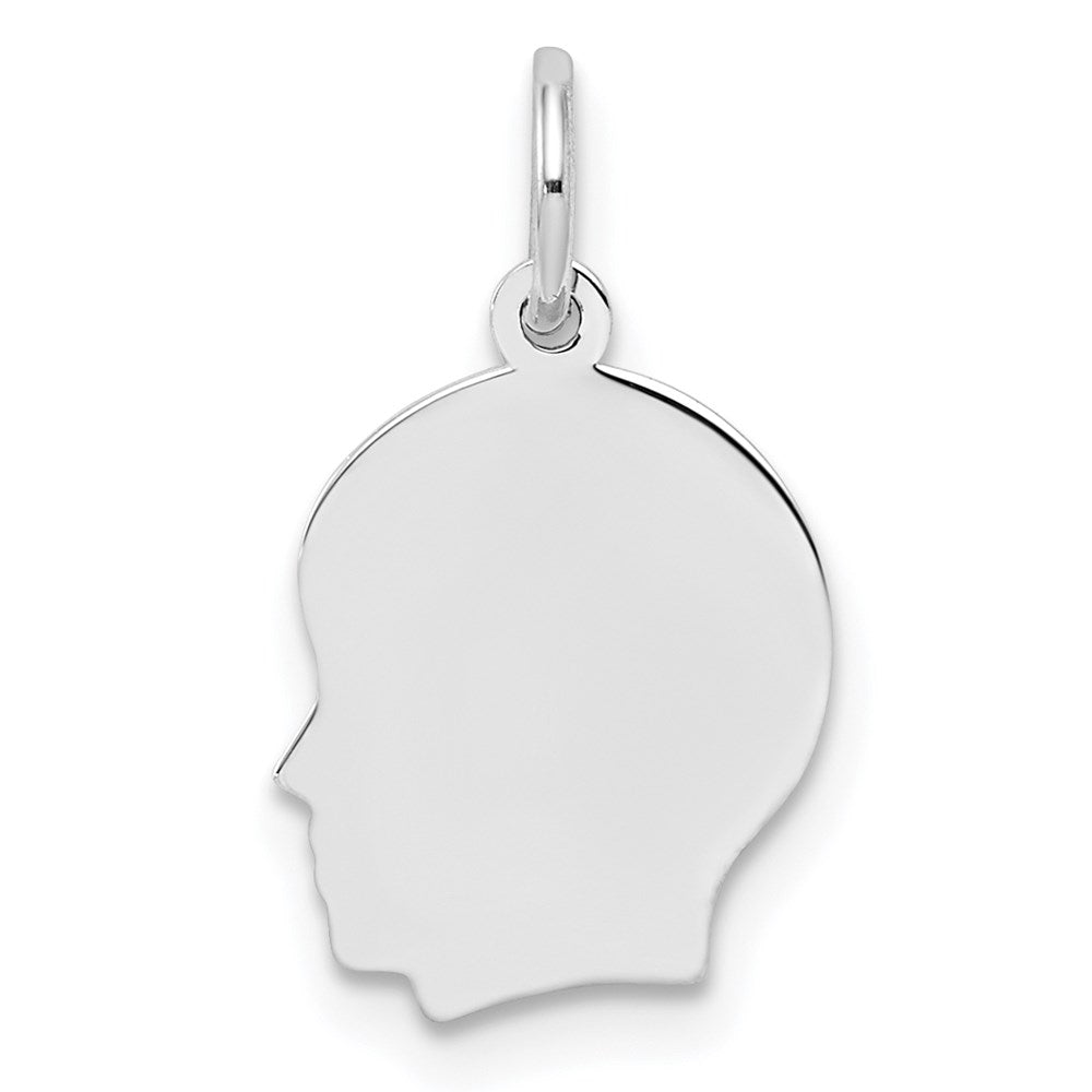 SSilver Rh-plt Engravable Boy Polished Front/Satin Back Disc Charm