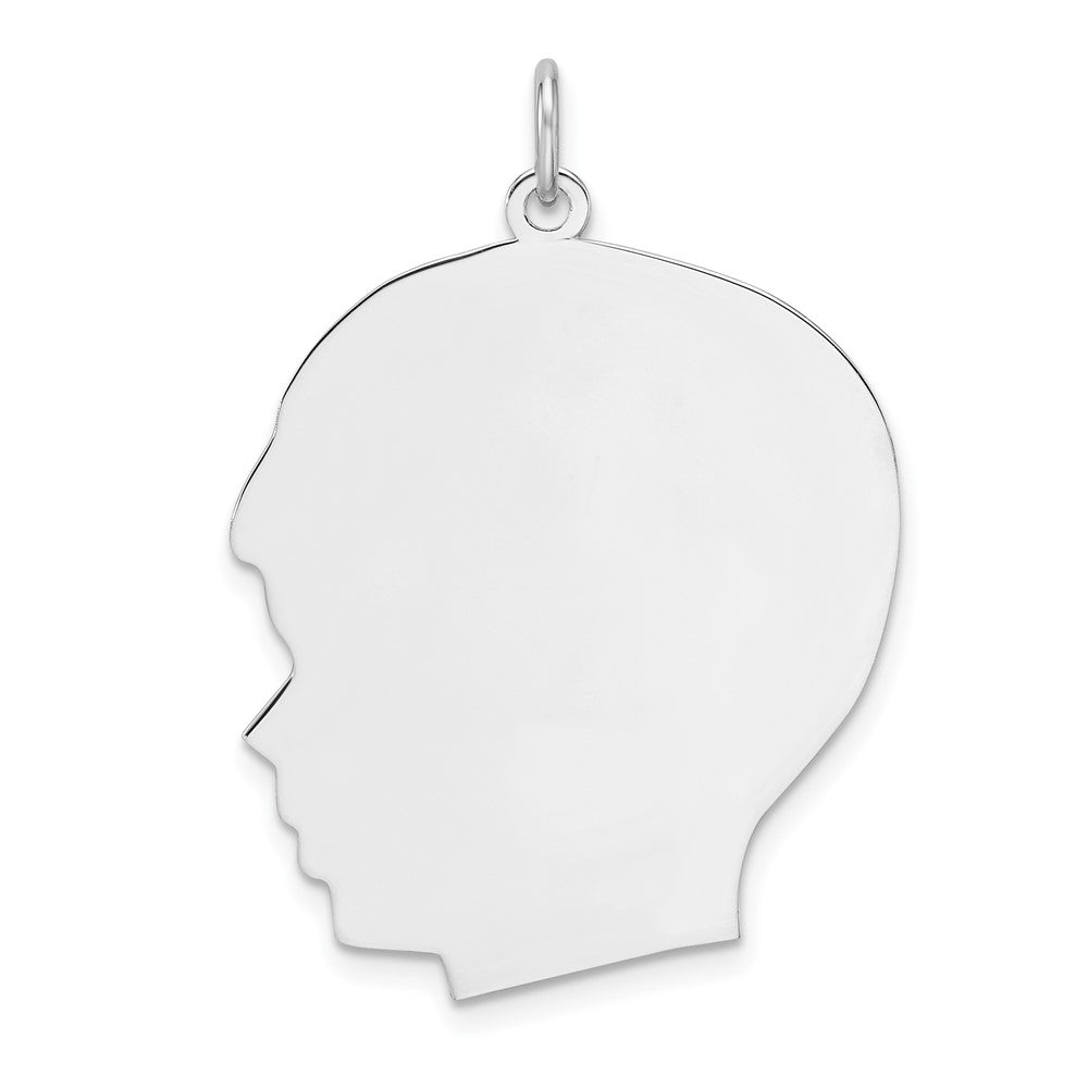 Sterling Silver Rhod-plate Eng. Boy Polished Front & Back Disc Charm