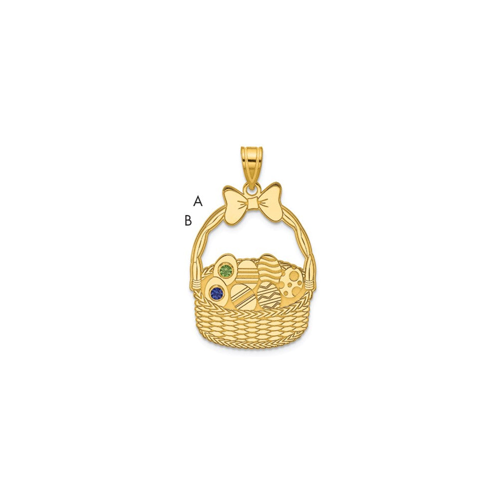 SSilver/Gold-Plated 2 Birthstone w/SSilver Bezel Easter Basket Pendan