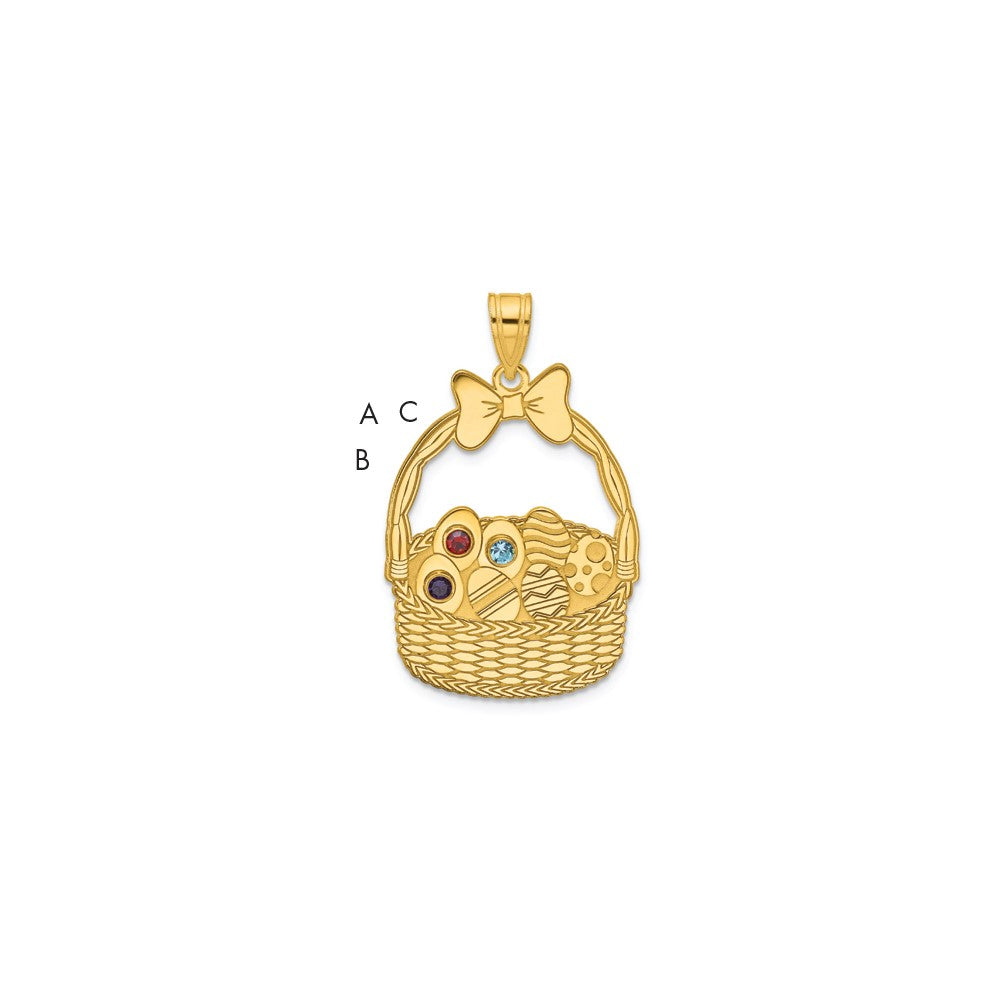 SSilver/Gold-Plated 3 Birthstone w/SSilver Bezel Easter Basket Pendan