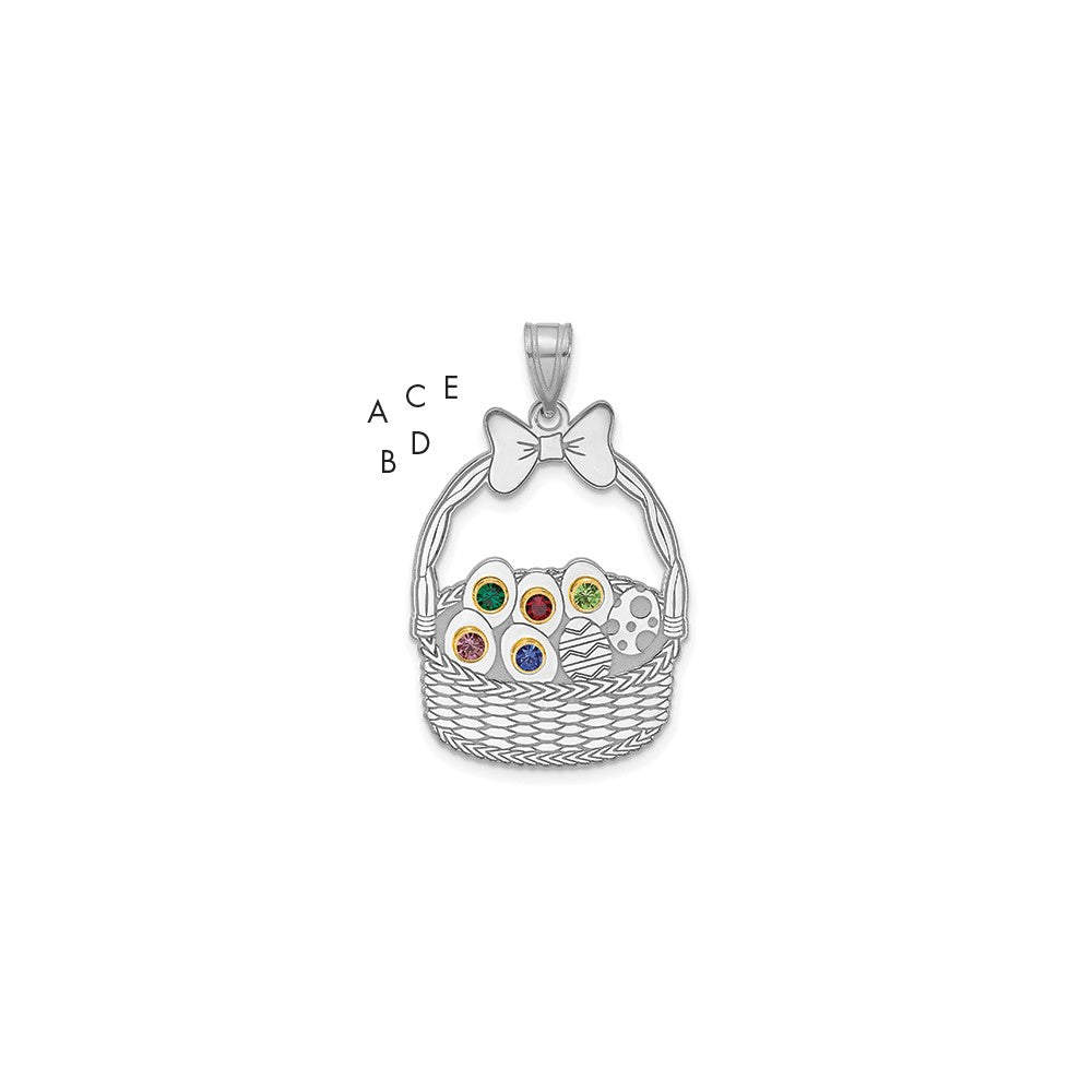 Sterling Silver 5 Birthstone with 14ky Bezel Easter Basket Pendant
