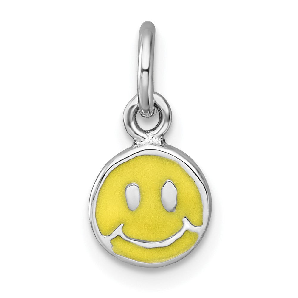 SS Madi K RH-plated Enamel Yellow Smiley Face Children's Pendant