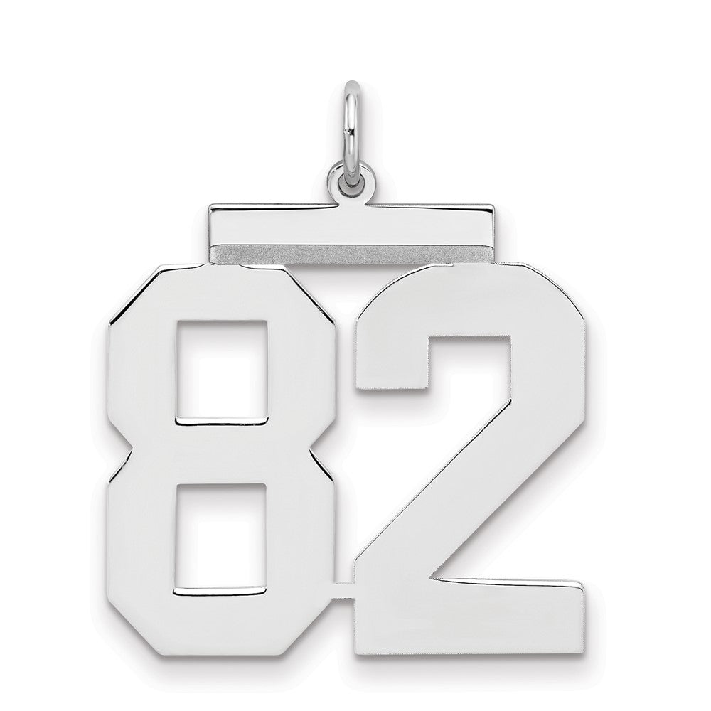 Sterling Silver/Rhodium-plated Polished Number 82 Charm