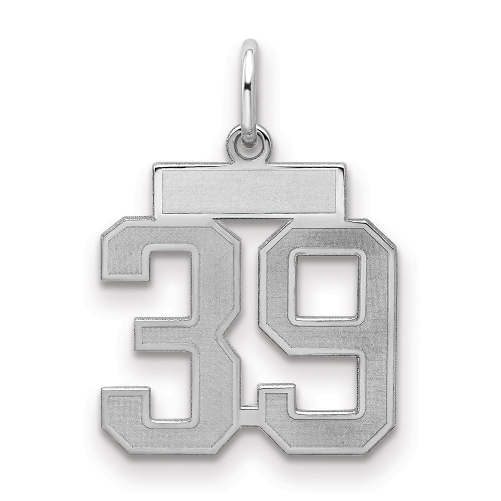 Sterling Silver/Rhodium-plated Satin Number 39 Charm
