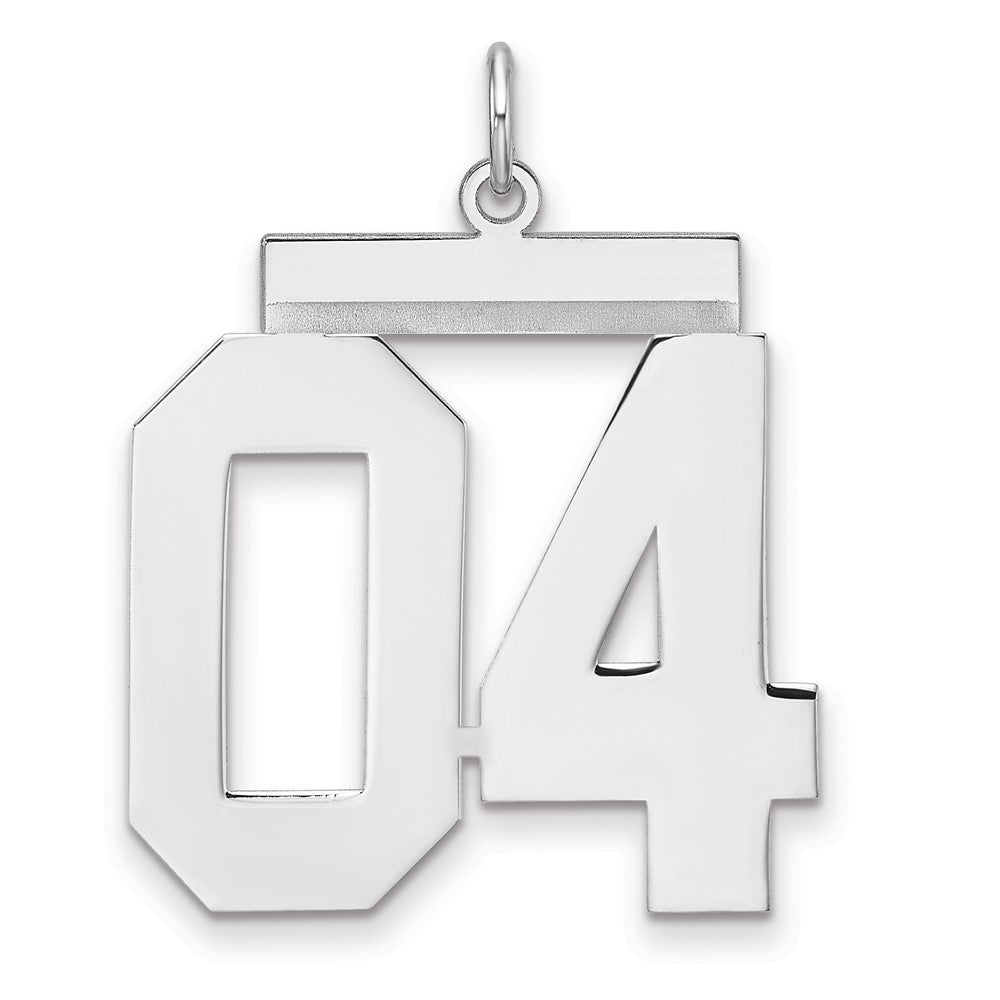 Sterling Silver/Rhodium-plated Polished Number 04 Charm