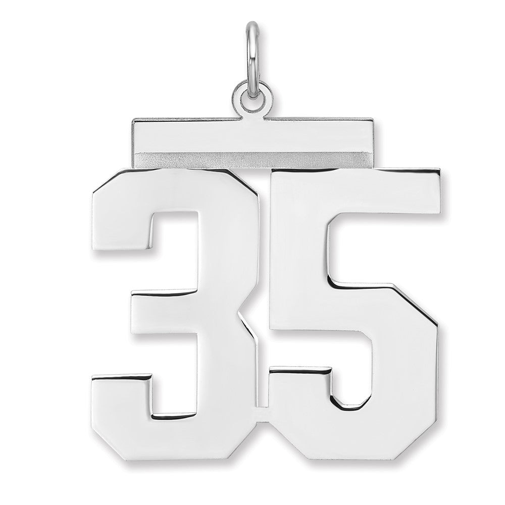 Sterling Silver/Rhodium-plated Polished Number 35 Charm