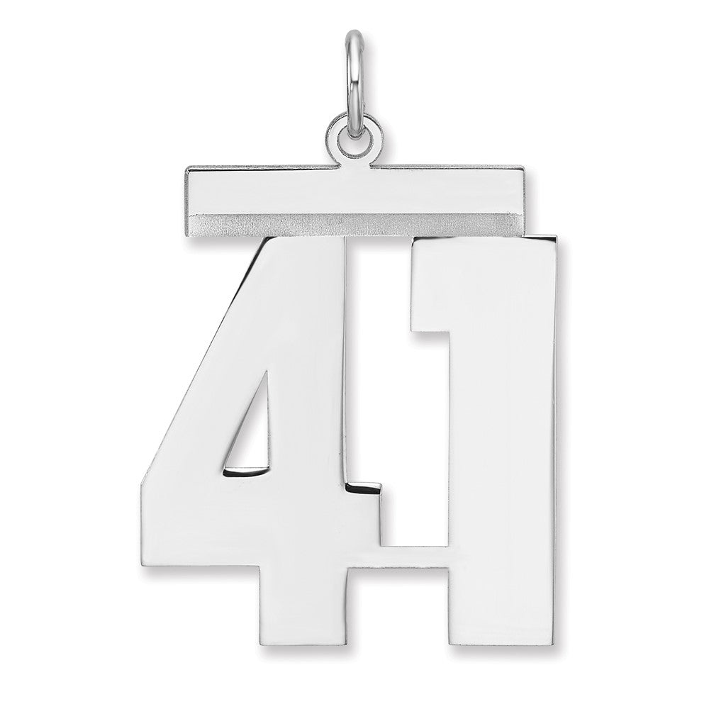 Sterling Silver/Rhodium-plated Polished Number 41 Charm