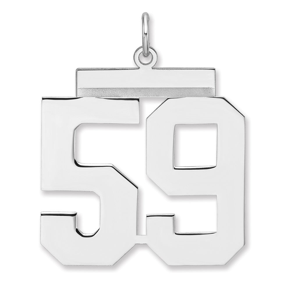 Sterling Silver/Rhodium-plated Polished Number 59 Charm