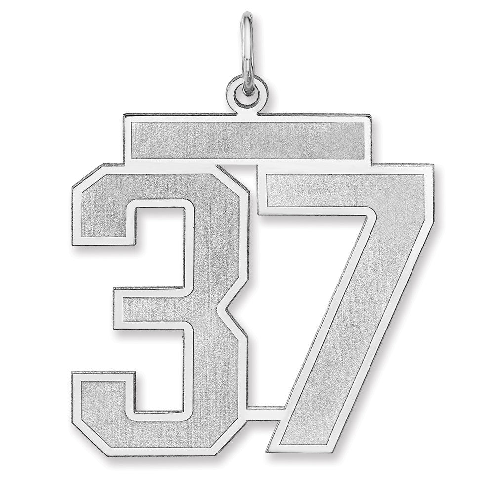 Sterling Silver/Rhodium-plated Satin Number 37 Charm