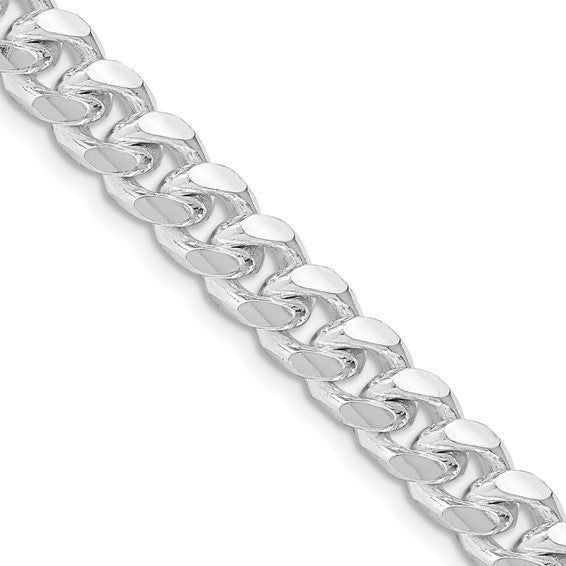 Sterling Silver Rhodium-plated 7.35mm Domed with Side D/C Curb Chain
