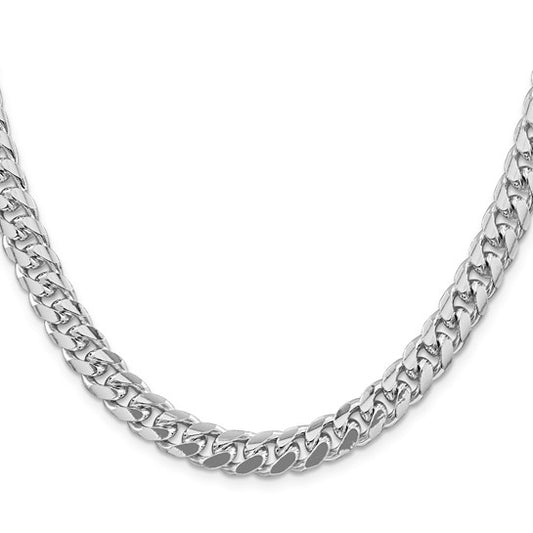 Sterling Silver Rhodium-plated 8.5mm Domed with Side D/C Curb Chain