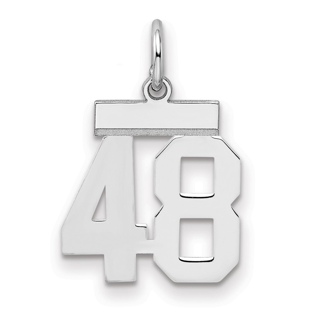 Sterling Silver/Rhodium-plated Polished Number 48 Charm