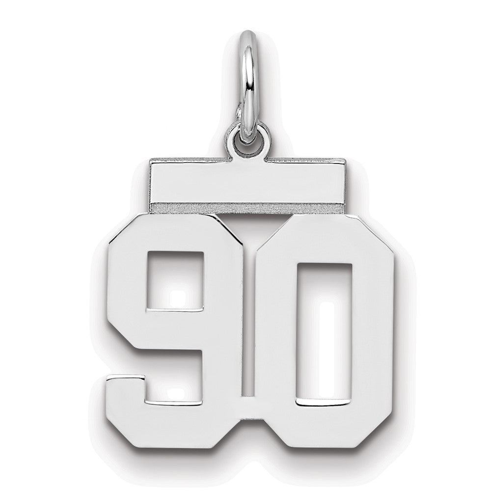 Sterling Silver/Rhodium-plated Polished Number 90 Charm