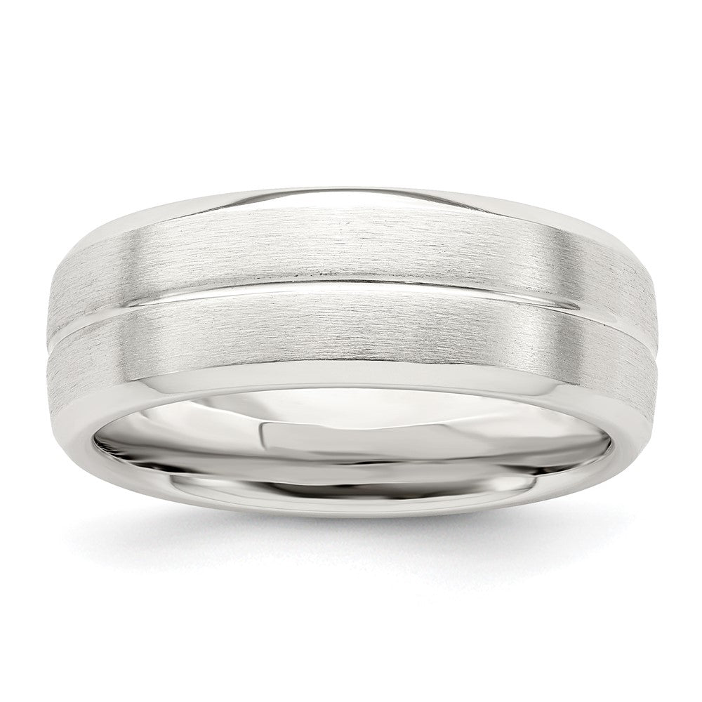 Sterling Silver 7mm Brushed Fancy Band Size 10.5