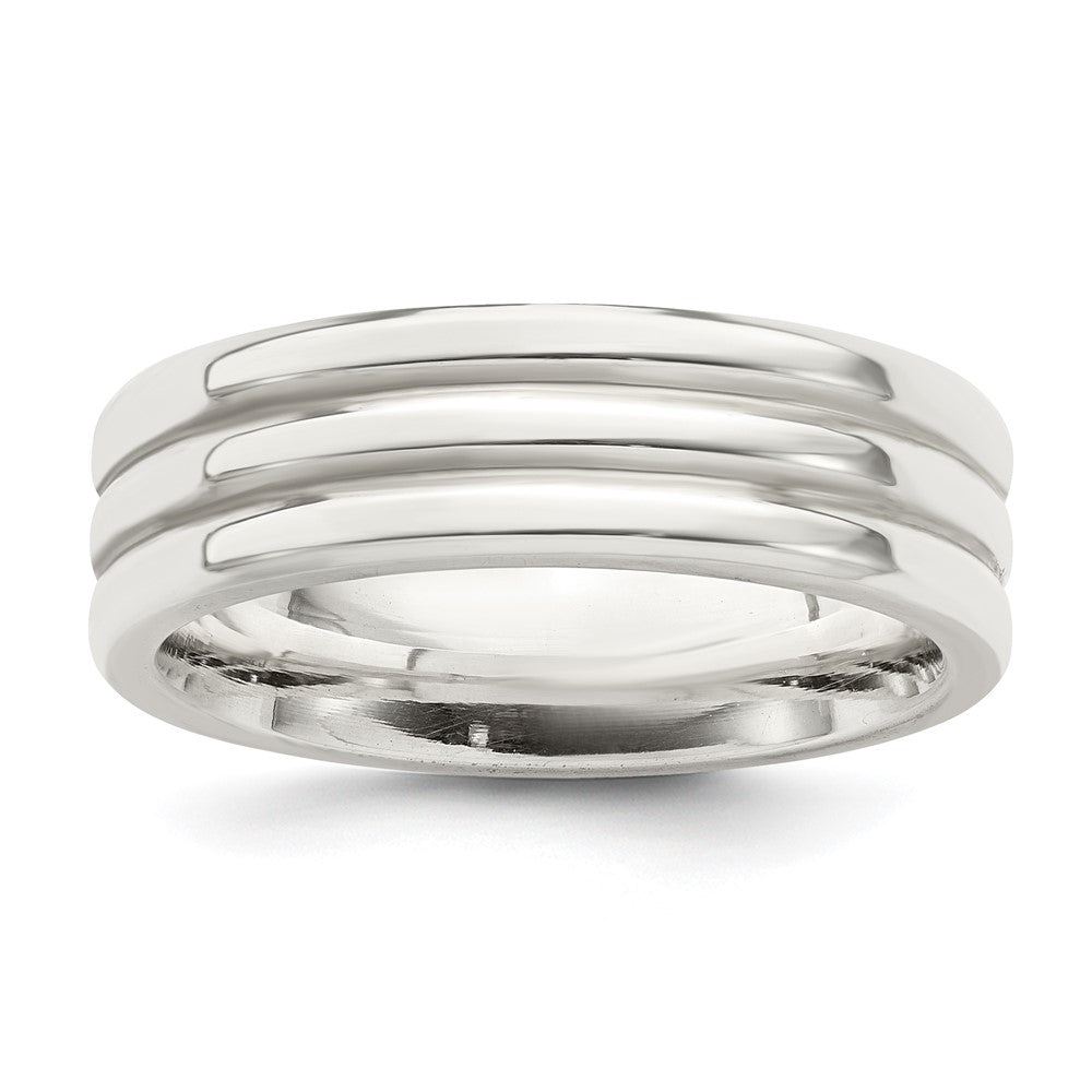 Sterling Silver 6mm Polished Fancy Band Size 11