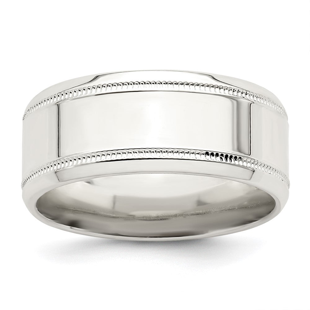 Sterling Silver 8mm Polished Milgrain Band Size 7