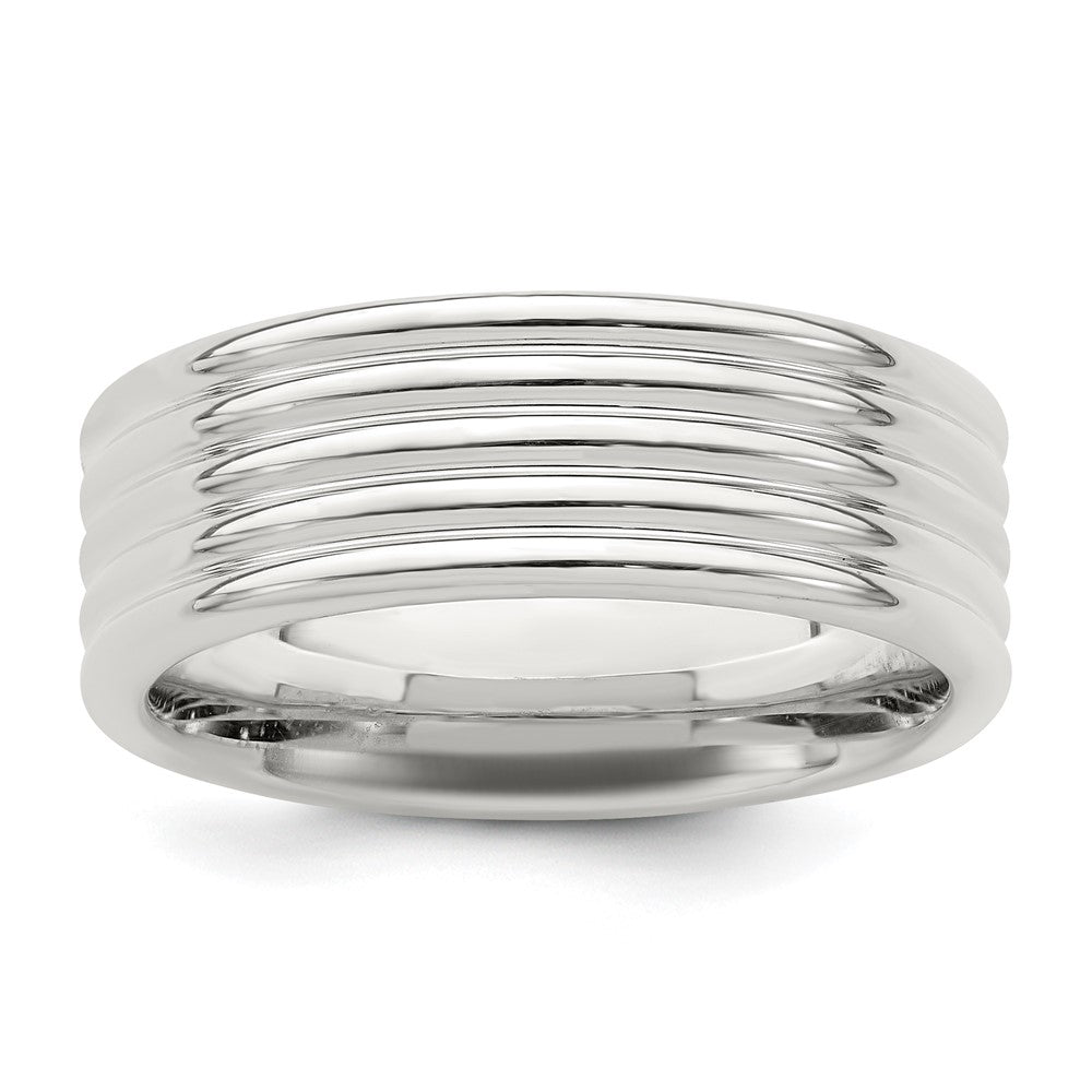 Sterling Silver 7mm Polished Fancy Band Size 10