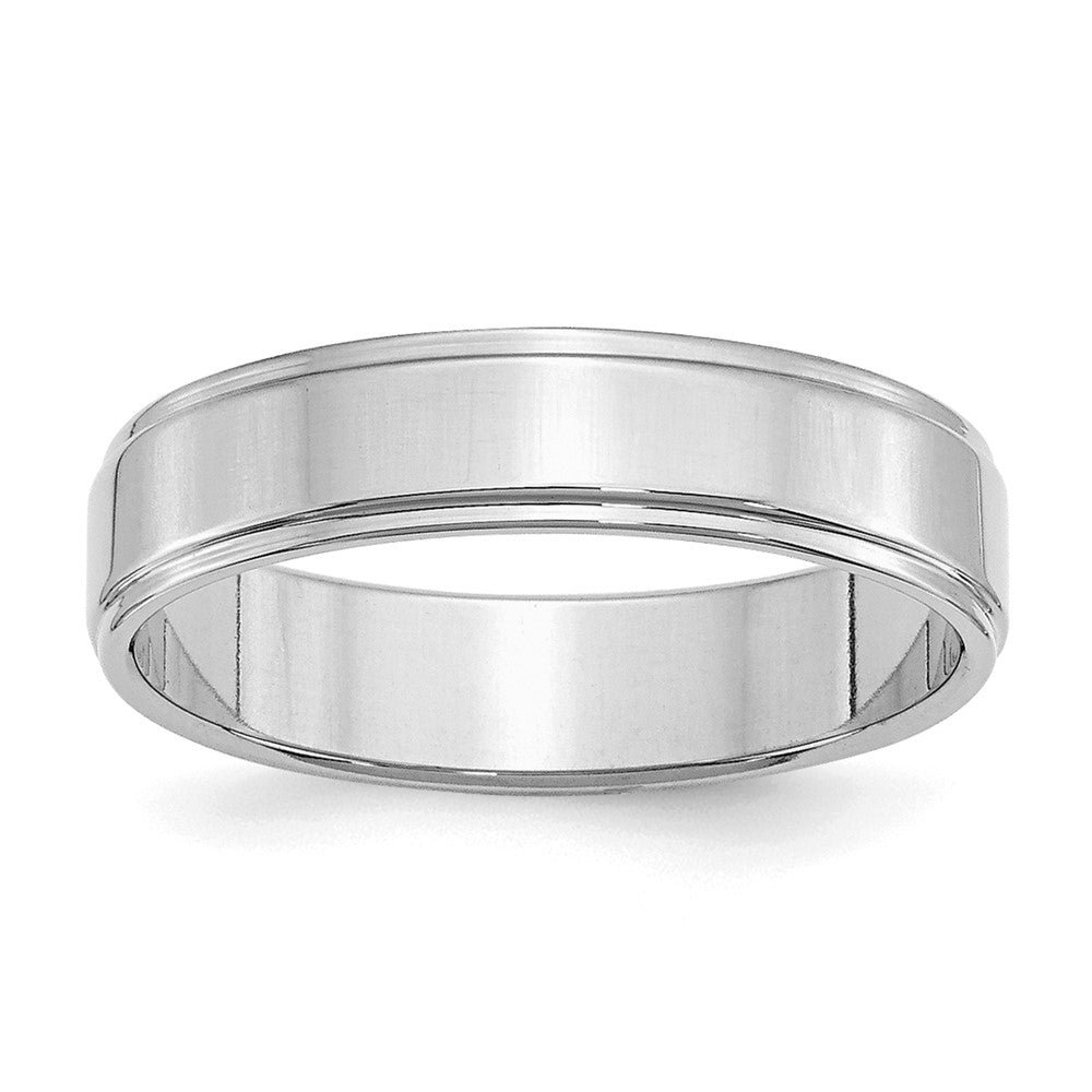 Sterling Silver Rhodium-plated 5mm Flat w/ Step Edge Size 13.5 Band