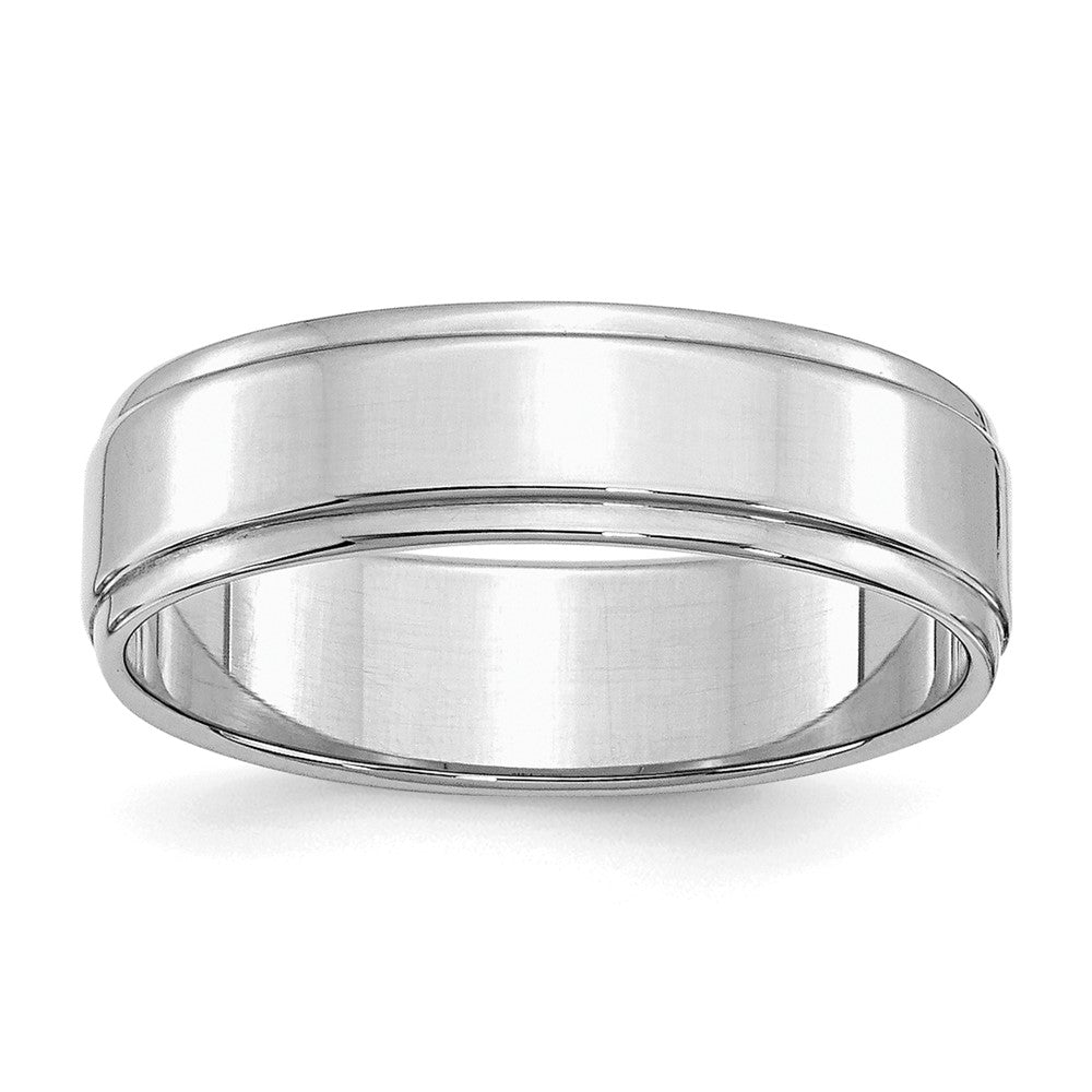 Sterling Silver Rhodium-plated 6mm Flat w/ Step Edge Size 7.5 Band