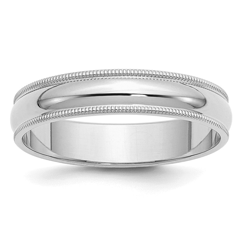 Sterling Silver Rhodium-plated 5mm Half Round Milgrain Size 5 Band
