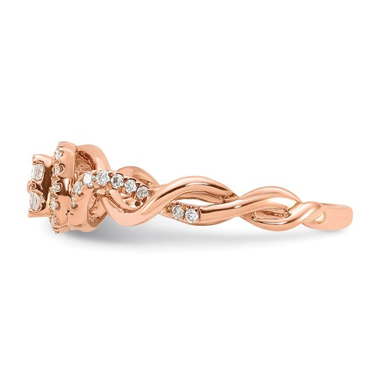 10k Rose Gold Diamond Twisted Halo Engagement Ring