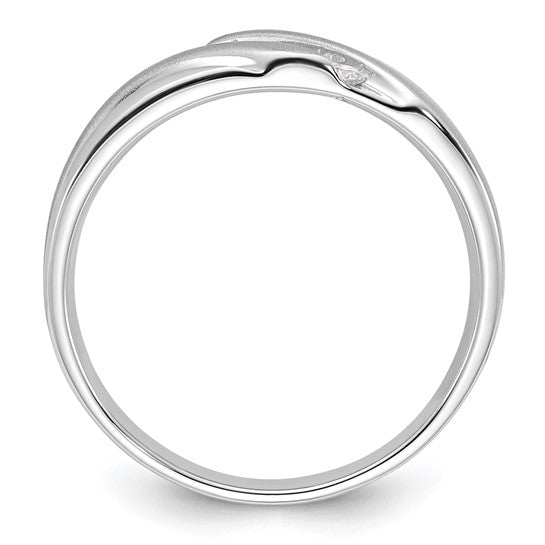 10k White Gold Polished and Satin Diamond Men's Ring