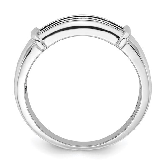 10K White Gold Polished Black and White Diamond Ring