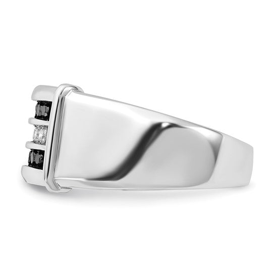 10K White Gold Polished Black and White Diamond Ring