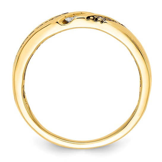 10k Polished and Satin White and Brown Diamond Men's Ring