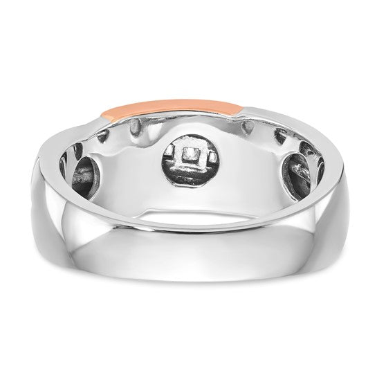 10K Two-tone Polished and Brushed Diamond Ring