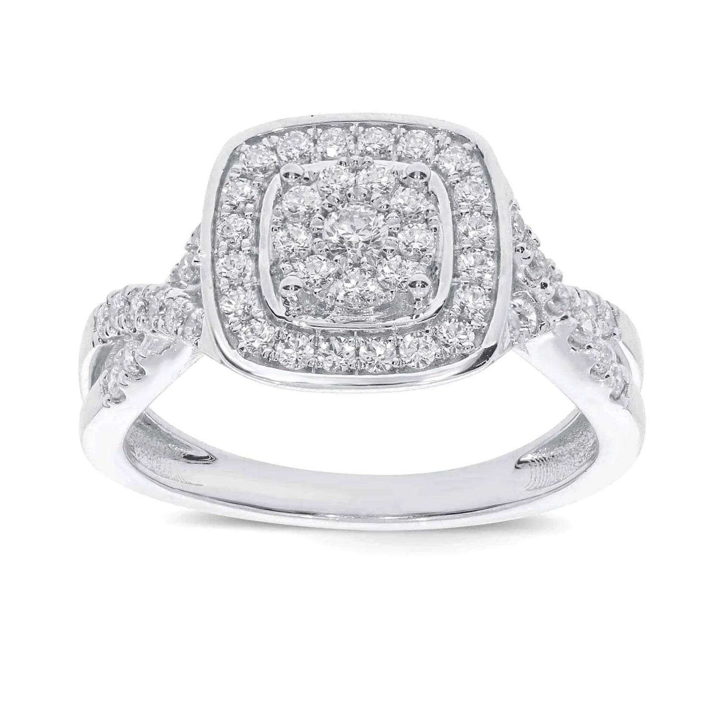 10K WHITE GOLD .60 CARAT WOMEN REAL DIAMOND ENGAGEMENT RING WEDDING RING BRIDAL