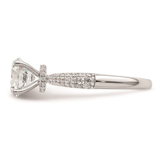 14K White Gold Diamond Semi-Mount Hidden Halo Engagement Ring