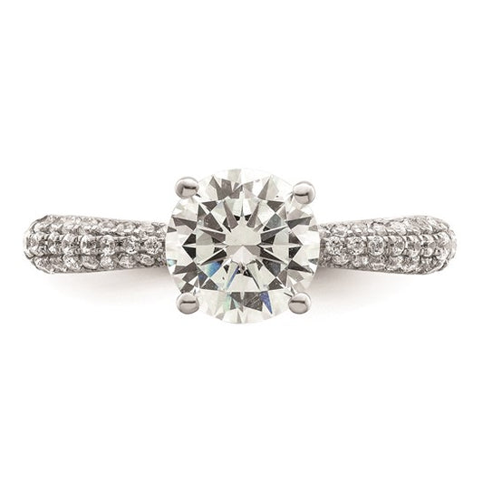 14K White Gold Diamond Semi-Mount Hidden Halo Engagement Ring