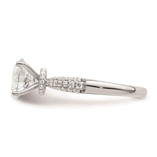 14K White Gold Diamond Semi-Mount Hidden Halo Engagement Ring